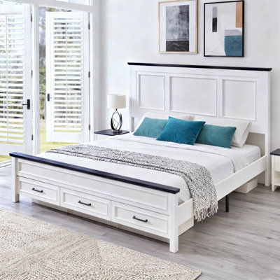 Cadre de lit plateforme en bois avec tête de lit 52 po Farmhouse