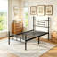 Cadre de lit simple en métal 18 po avec tête de lit, cadre de lit simple en métal avec rangement sous le lit, aucun sommier requis et assemblage facile, noir