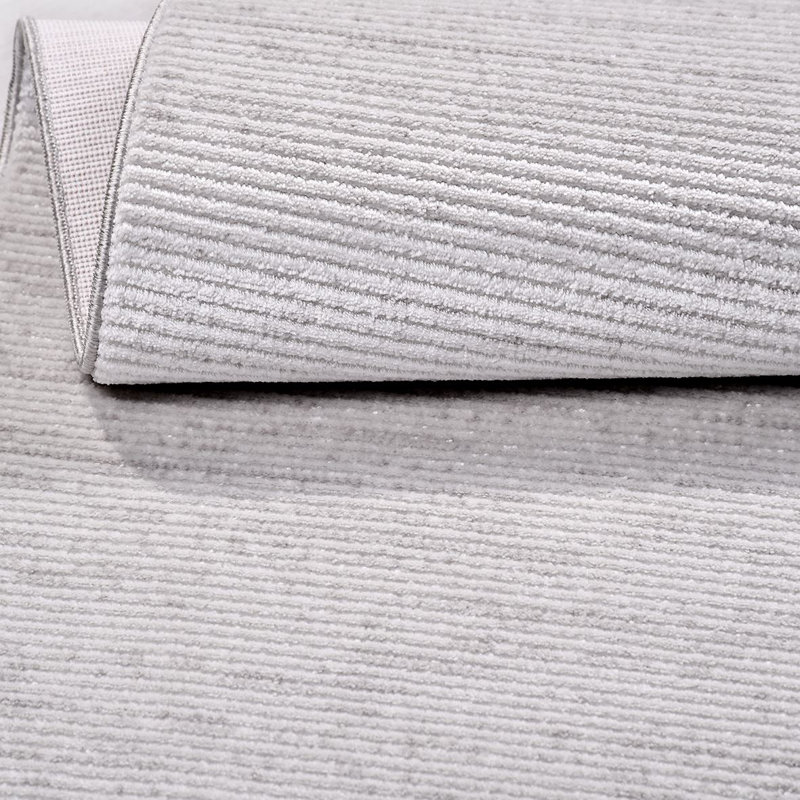 Tapis gris moderne lavable à la machine, Rectangle 3 pi 4 po x 6 pi 7 po