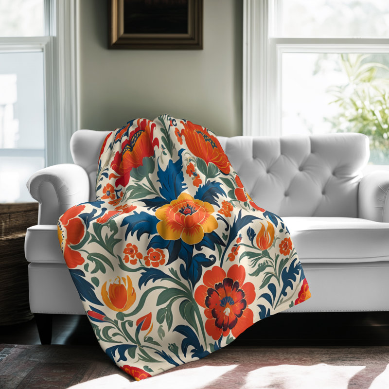 Couverture florale en cascade Cheerful, Grand lit
