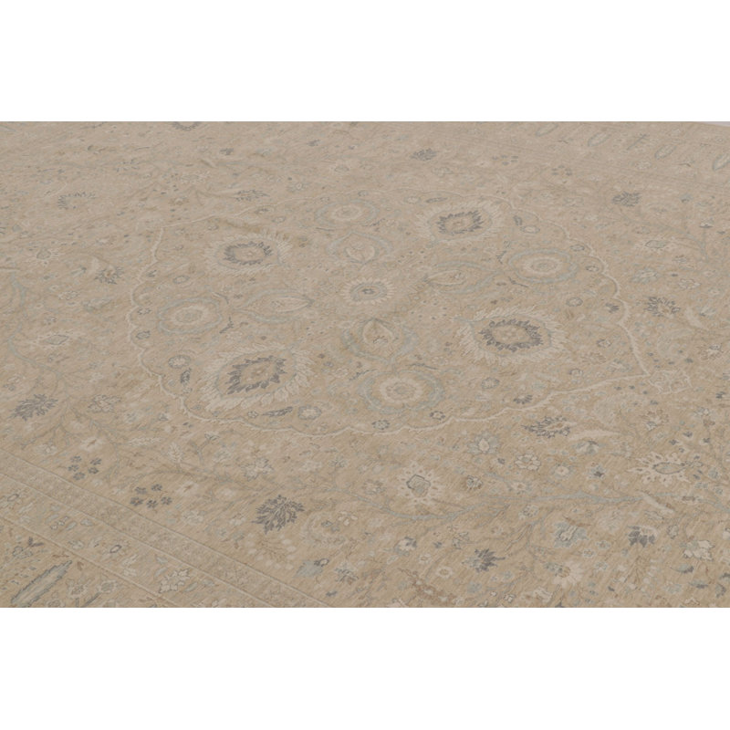 Modern Hand Knotted Wool Floral Area Rug in Beige, Brown, Blue, Ivory