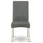 Ensemble de salle à manger 7 pièces composé d'une table de salle à manger rectangulaire avec feuille papillon et 6 chaises Parson rembourrées en tissu gris, lin blanc-825924031-825924030