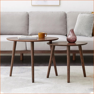 Solid Oak Mid-Century Coffee Table for Small Spaces, Easy Assembly, Natural Wood Grain