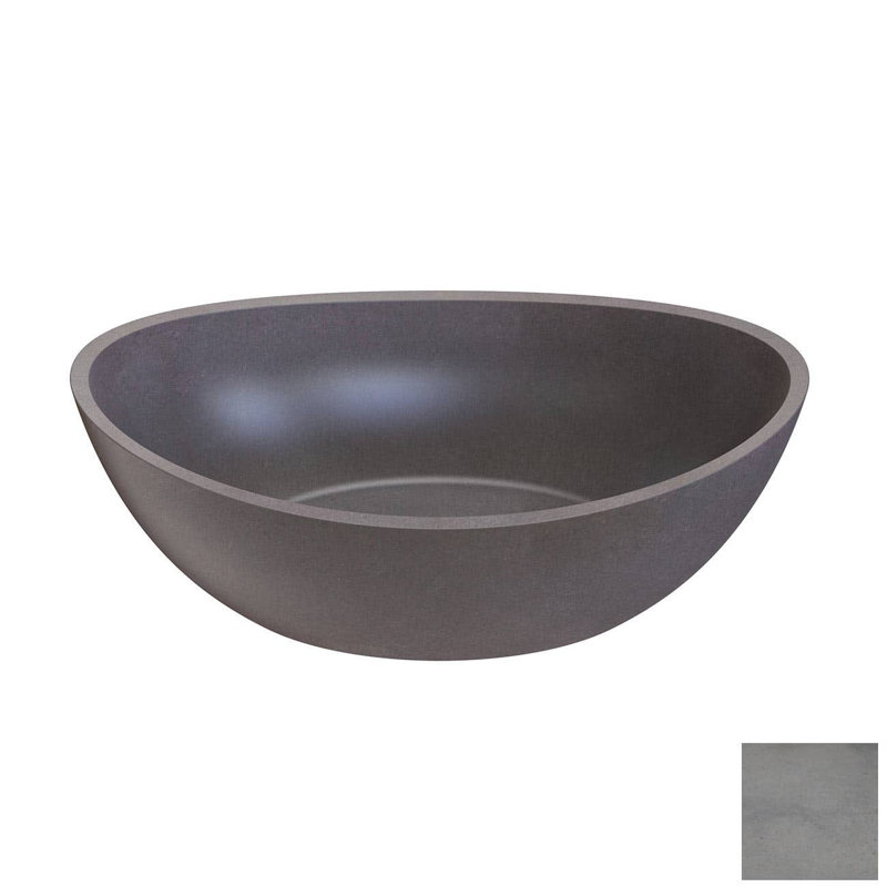 Chevington 13.75'' Concrete Oval Bathroom Sink, Light Gray