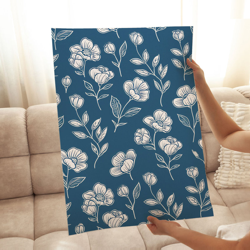 Motif floral de fleurs bleues à motif floral, H 7 po x l 5 po