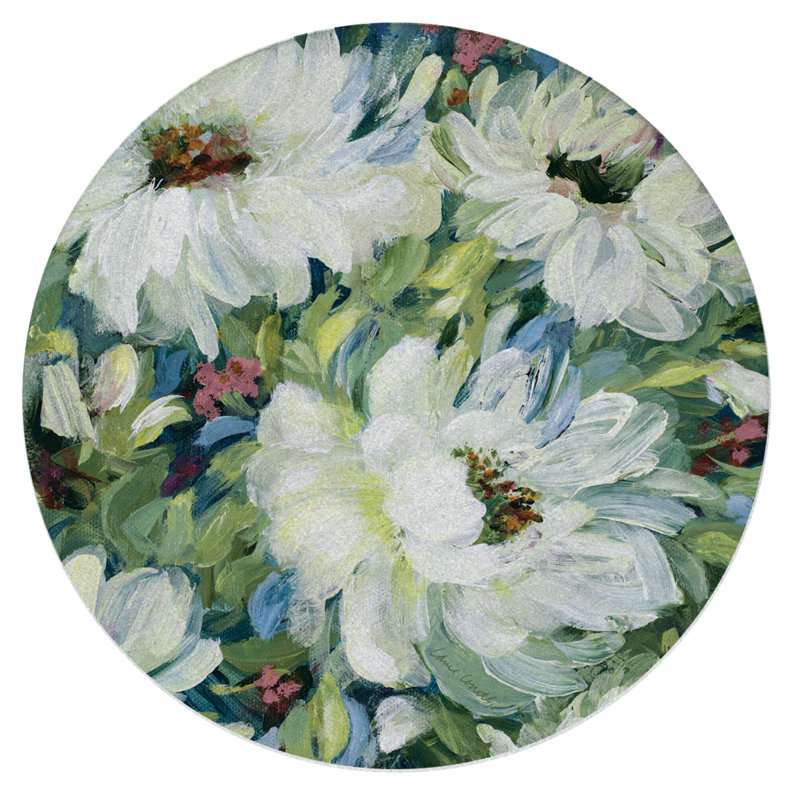 Sous-verre rond en grès Peony Morning