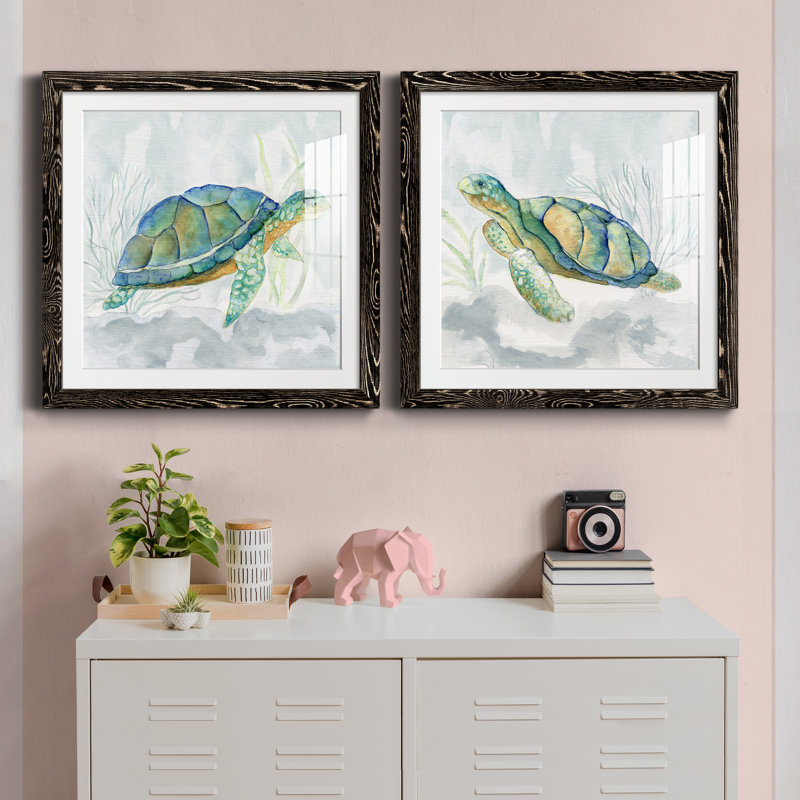 «Riding the Current I», ensemble de 2 peintures, H 71 po x l 71 po x P 1,5 po, Papier encadré noir
