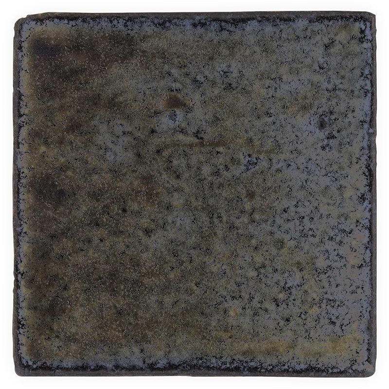 Emery 4x4 Square Handmade Crackled Glossy Terracotta Tile, Bronze / Silver