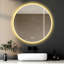 Miroir de salle de bain 32 po à DEL avec meuble-lavabo mural, anti-buée, 3 lumières à température de couleur réglable et à intensité variable, miroir de maquillage pour la chambre à coucher et la salle de bain, miroir intelligent pour la décorat