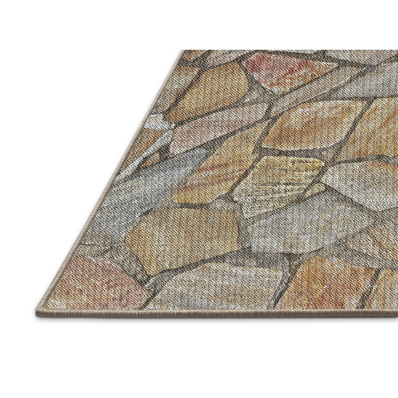 Tapis gris/brun tissé à la machine, Rectangle 2 pi x 4 pi