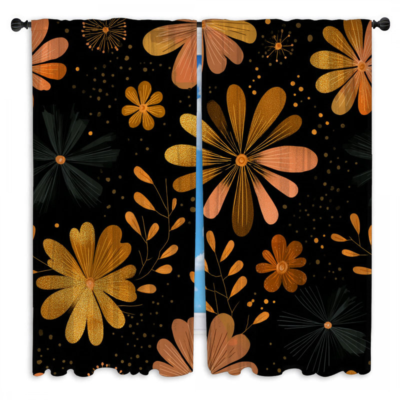 Motif de rideaux de fenêtre à motif floral transparent et obscurcissant - 2 panneaux, Transparent, 40in x 50in - 2 panels