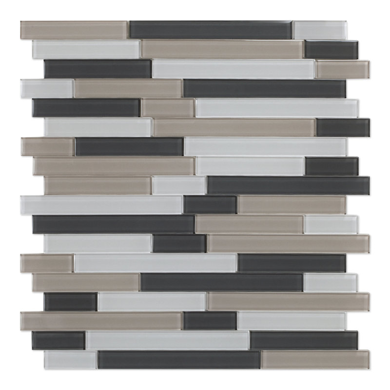 Carreau de mosaïque en verre 12 po x 12 po, Mélange de gris