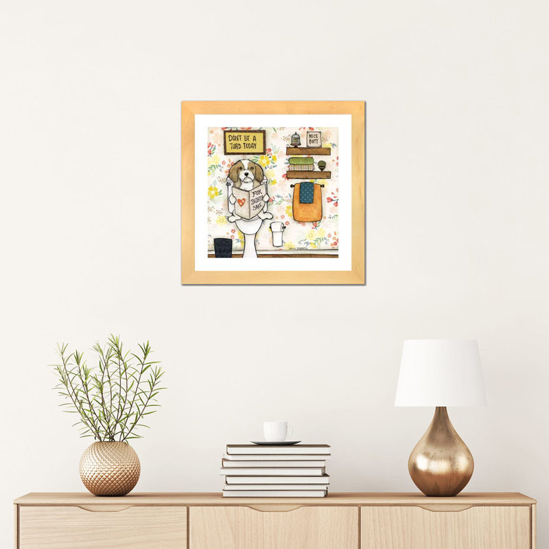 « Turd Today » par Jamie Morath-impression, H 16 po x l 16 po x p 1 po, Papier encadré noir, Blanc