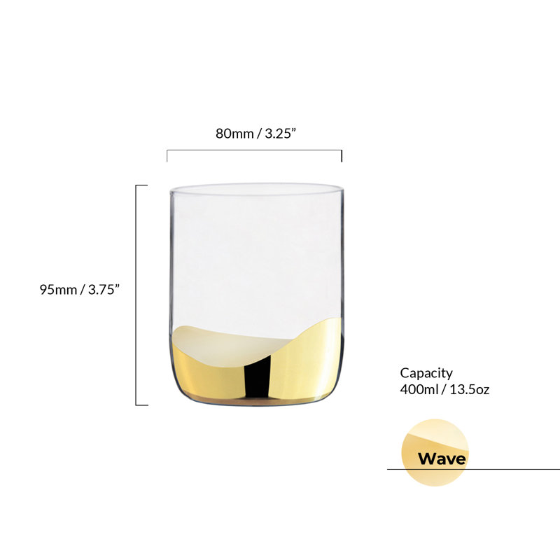 Wave DOF Tumblers, Gold/Clear