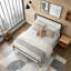 Bed with White Boucle fabric Headboard-861861110