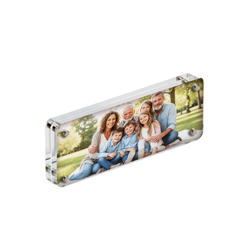 Premium Rounded Clear Acrylic Magnetic Photo Frame, 3" X 8"
