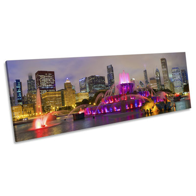 Buckingham Fountain Chicago - Wrapped Canvas Panoramic Print