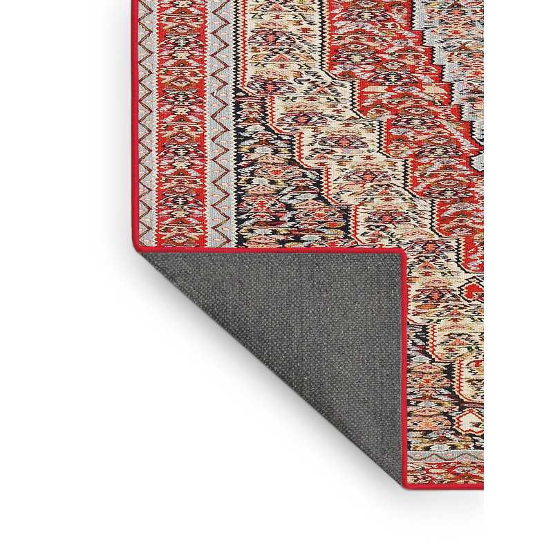 Tapis traditionnel rouge / brun Kelita, Rectangle 2 pi x 4 pi