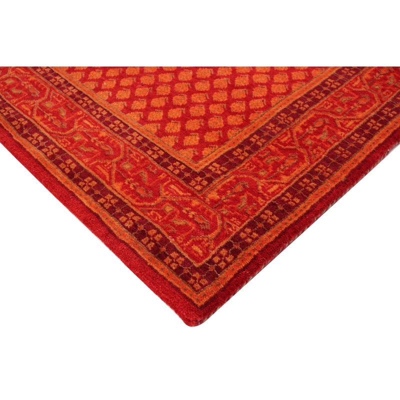 Hand-Knotted High-Quality Orange Area Rug, Runner 2'6" x 9'10"