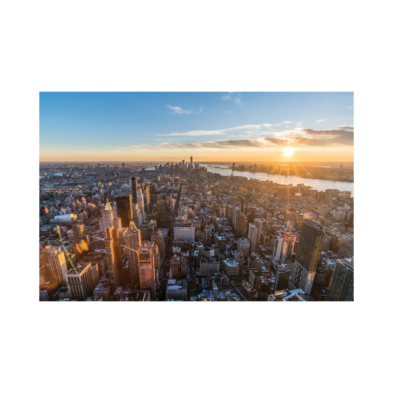 Vue du Lower Manhattan au coucher du soleil, New York City, États-Unis, H 18 po x l 26 po x P 1,5 po