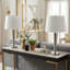 Lampes de chevet décoratives en cône de métal pour la maison - Lampe de bureau pour petite chambre à coucher ou salon - ensemble de 2, 25 po, argent et métallique