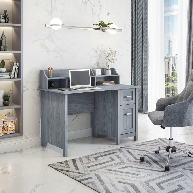 Bureau classique avec rangement, gris