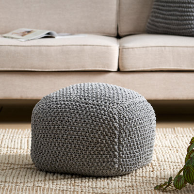 Corin 20.5" Wide Cotton Knit Square Pouf