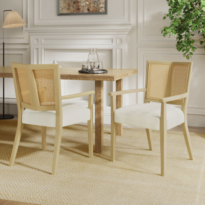 Ensemble de 2 chaises de salle à manger (frêne clair et beige)