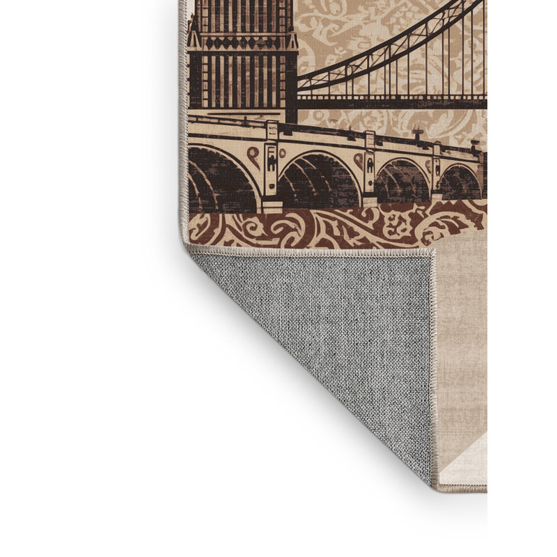 Machine Washable Paxon Classic Oriental Rug in Beige – Beige Binding, 2 x 4