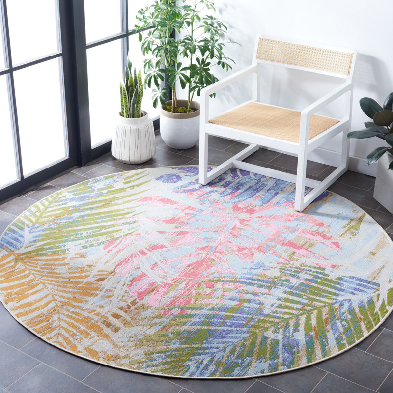 Liddle Performance Floral Indoor/Outdoor Area Rug, Round 6'7"