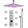 Thermostatic Digital Shower System Set ,12" LED Rainfall Shower Head with Rough-In Valve