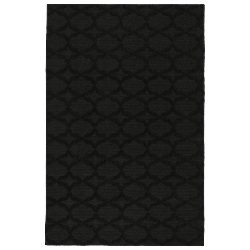 Tapis rectangulaire touffeté à motif géométrique noir, Rectangulaire 3 pi x 5 pi