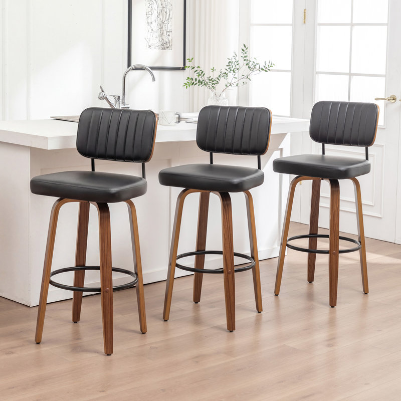 Tabourets pivotants (ensemble de 3), Tabouret de bar (siège d'une hauteur de 30,7 po), Noir