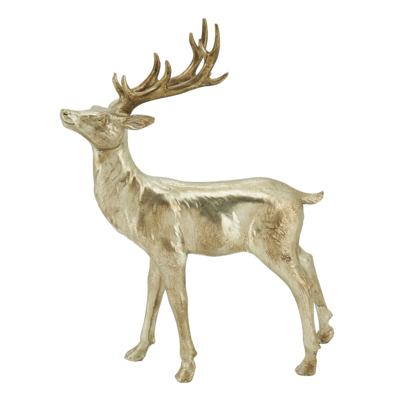 Silver Resin Standing Deer Figurine, 18 in.