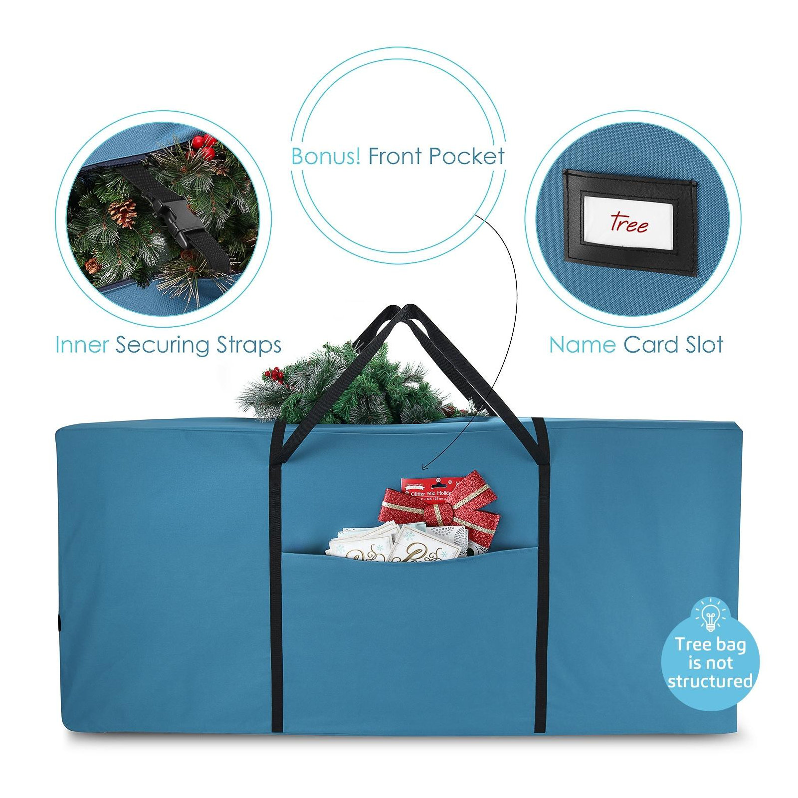 Moisture Resistant Christmas Tree Storage Bag, 60" H x 20" W x 25" D