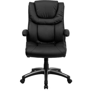 Flash Furniture Basics High Back LeatherSoft-Padded Task Office Chair with Arms, Black