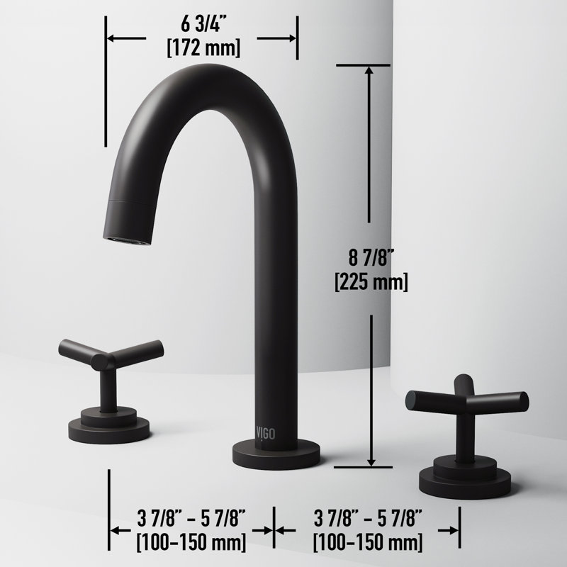 Robinet pour salle de bain à 3 trous Jewel, Noir mat