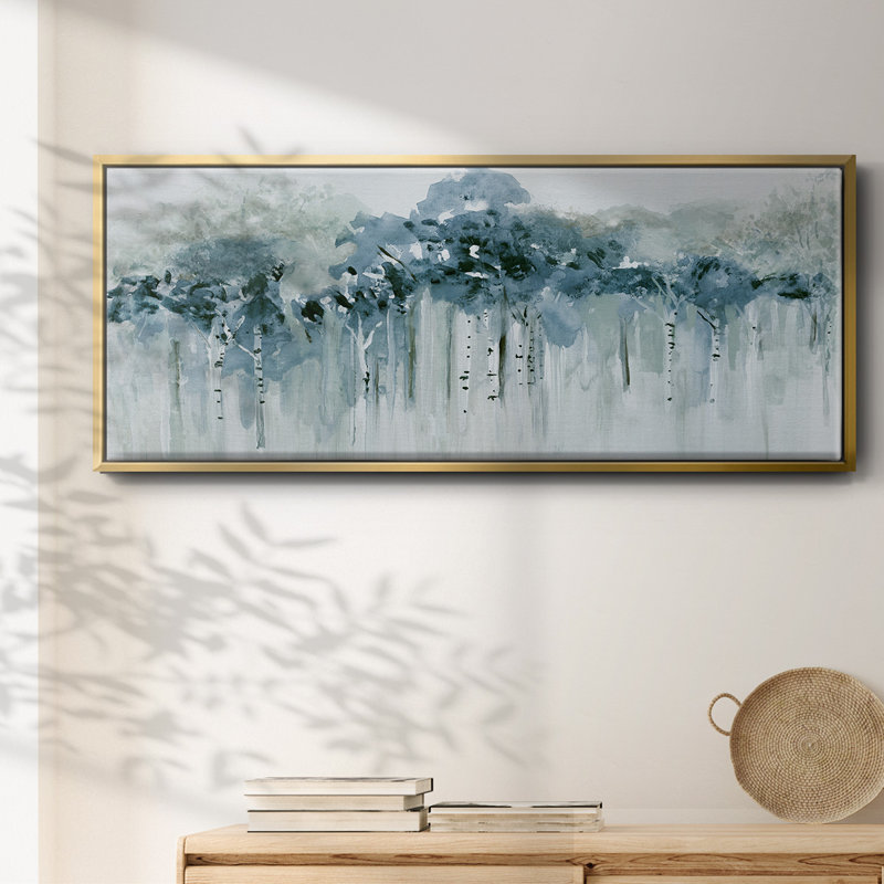 Blue Birch Morning- Framed Canvas, 24" H x 60" W