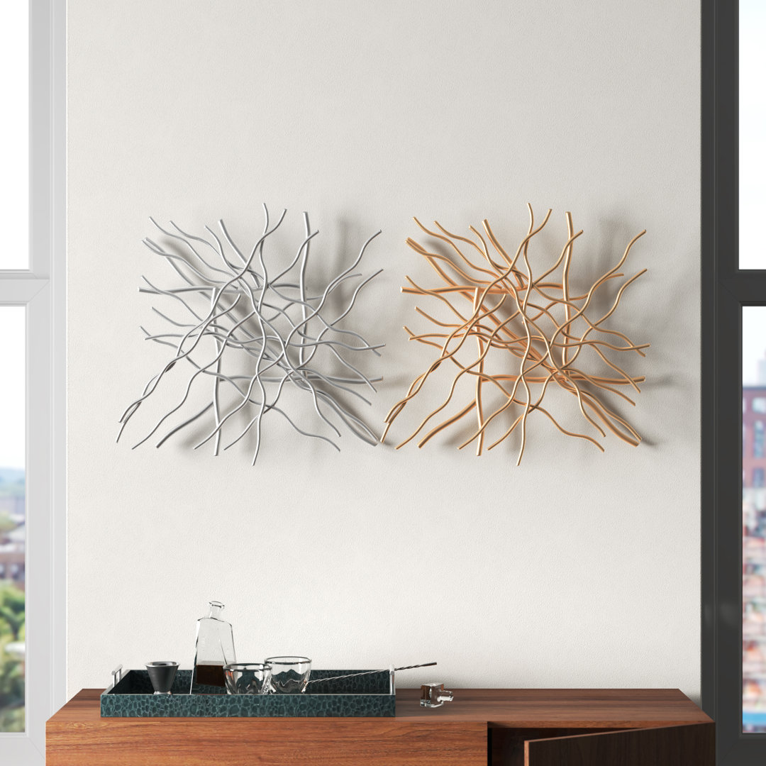 Vitagliano Modern Abstract Wall Decor on Metal (Set of 2) Mercury Row®