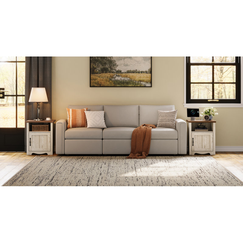 Ensemble de table de chevet Callison Countrystor Farmhouse avec station de rangement et de charge (ensemble de 2), 2