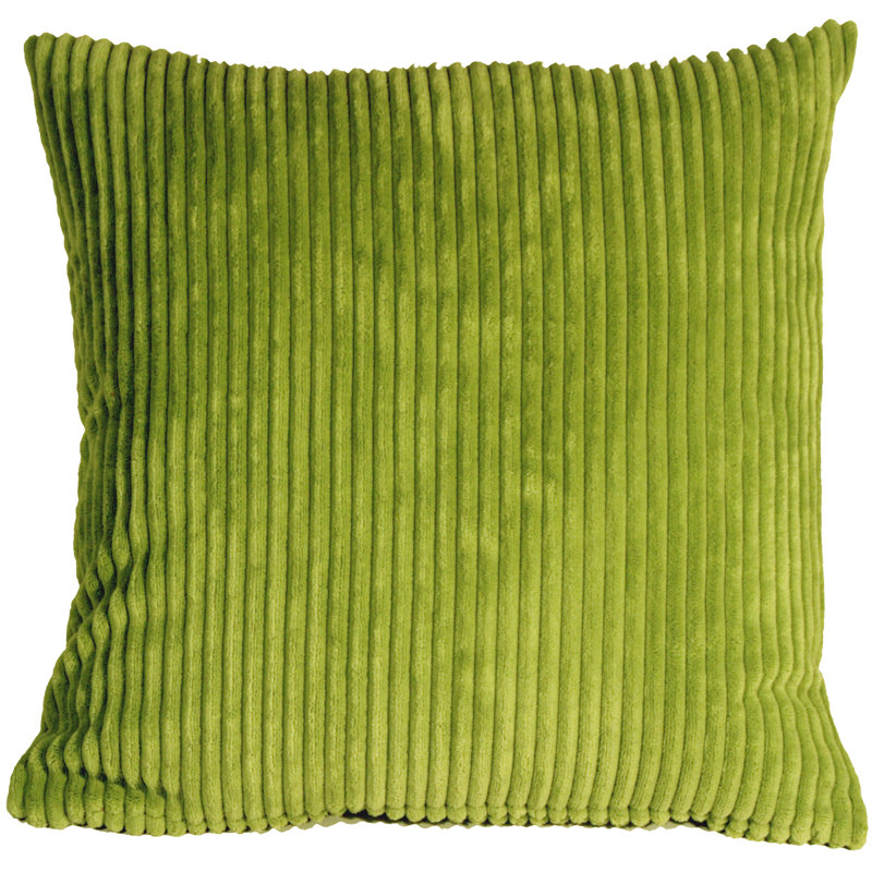 Apple Green Wide Wale Corduroy 22x22 Throw Pillow