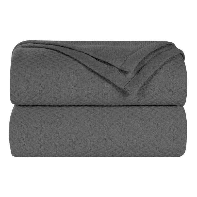 Superior Charcoal Cotton Chevron Twin Blanket