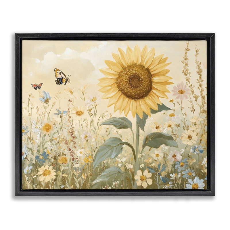 Cadre flottant Sunflower Wonder, H 17 po x l 21 po, Cadre flottant noir de jais