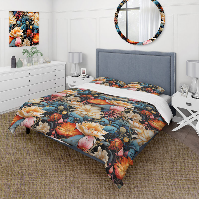 Cosmic Botany Botanical Pattern Floral Duvet Cover, Twin Duvet Cover + 1 Standard Sham