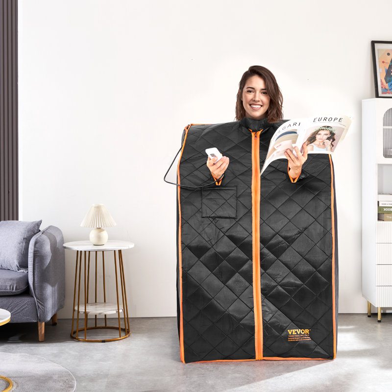 Black Satin Portable Infrared Sauna Tent with Metal Frame