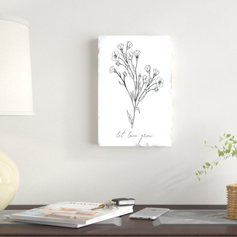 Botanique rétro - reproduction de dessin sur toile tendue, H 12 po x l 8 po