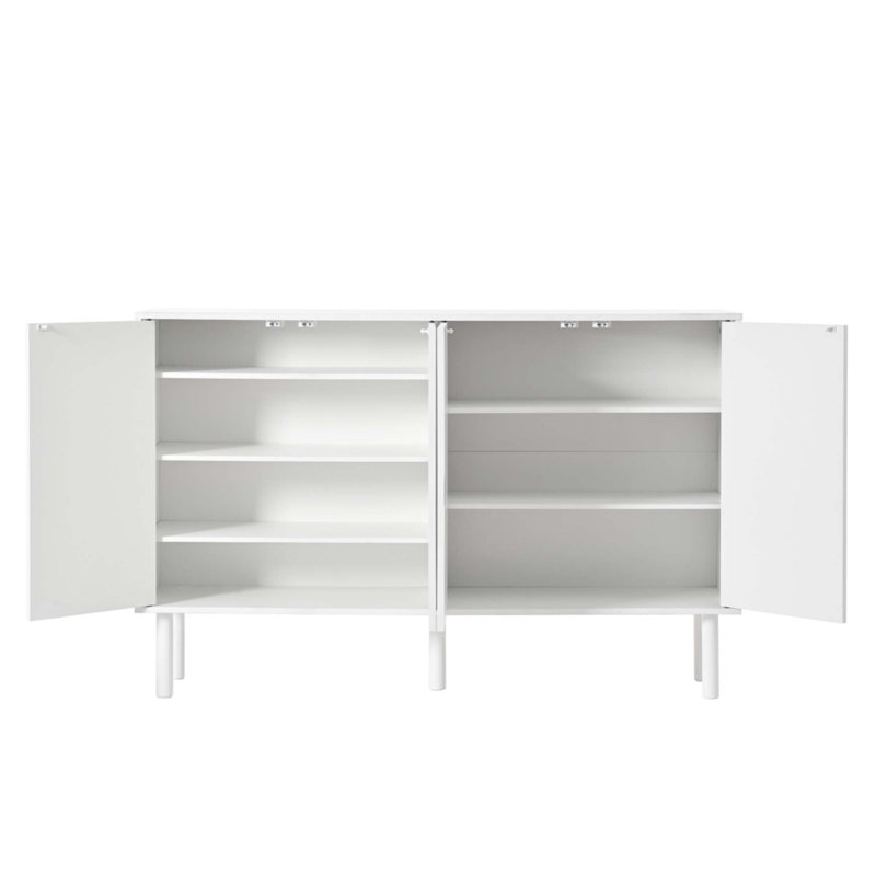 Armoire à chaussures minimaliste avec 5 pieds en bois massif, Blanc