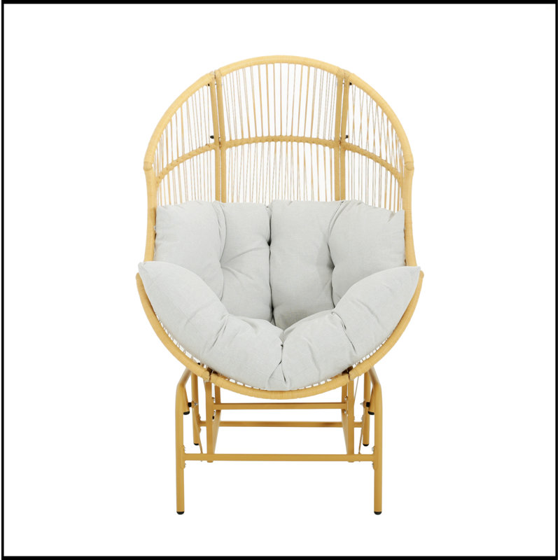 Fauteuil oscillant d'extérieur en osier, Blanc, Marron clair