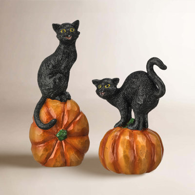 Lichter Pumpkin Cat Figurine Set