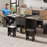 Chelia 7 - Piece Folding Extendable Dining Table Set With 6 Chairs